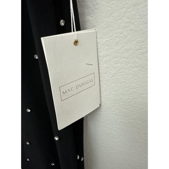 MAC DUGGAL 67812 Black Rhinestone Embellished V-Neck Gown Size 12 New - Picture 6 of 9